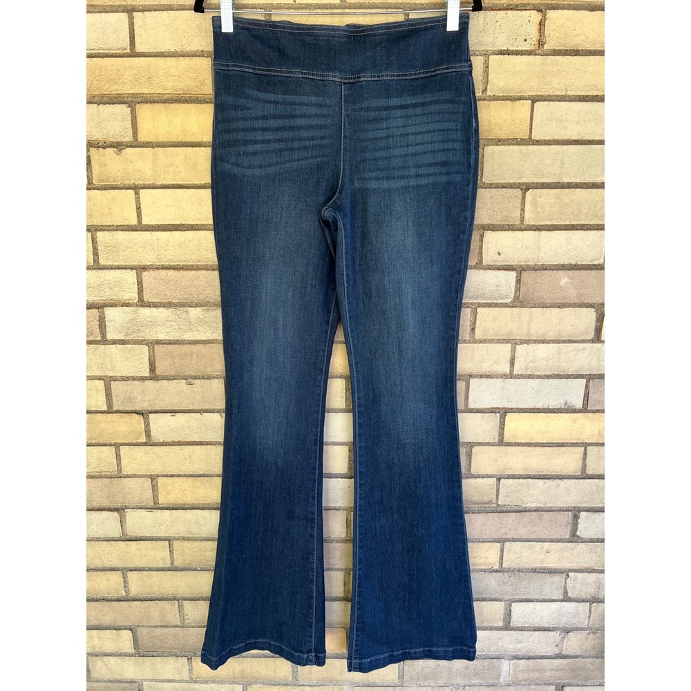 Sofia Jeans Dark Wash High Rise Pull On Flare Jeans Size 8 Stretch Denim